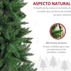 Árbol de Navidad Homcom 865 ramas con soporte verde Ø91x210 cm