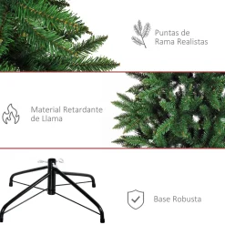 Árbol de Navidad Homcom 865 ramas con soporte verde Ø91x210 cm