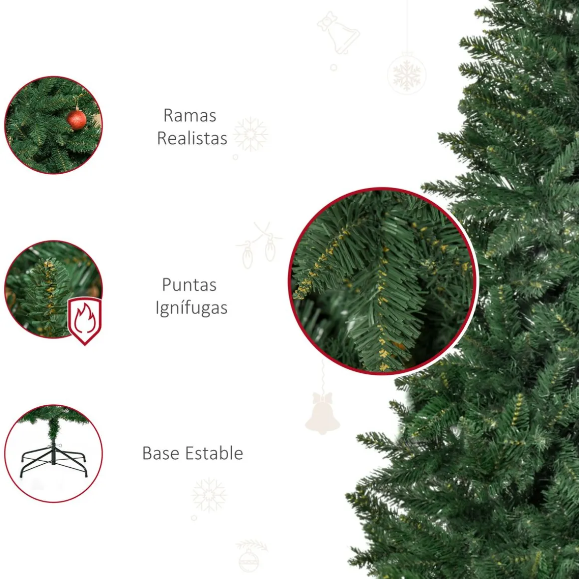 Árbol de Navidad Homcom con soporte plegable verde