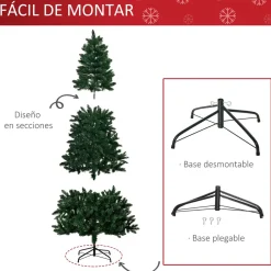 Árbol de Navidad Homcom con soporte plegable verde