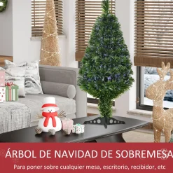 Árbol de Navidad Homcom fibra óptica 4 colores 90 cm