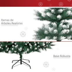 Árbol de Navidad nevado Homcom 2012 ramas verde Ø130x210 cm