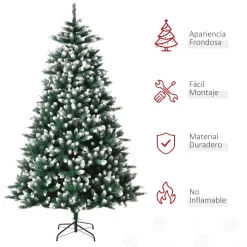 Árbol de Navidad nevado Homcom 2012 ramas verde Ø130x210 cm
