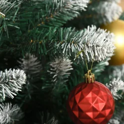 Árbol de Navidad nevado Homcom 2012 ramas verde Ø130x210 cm