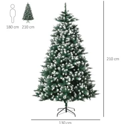 Árbol de Navidad nevado Homcom 2012 ramas verde Ø130x210 cm