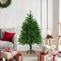 Árbol de Navidad realista + base cruzada verde 240 cm