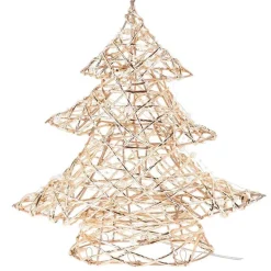 Árbol navideño 20 luces LED con temporizador automático dorado Ø30 cm
