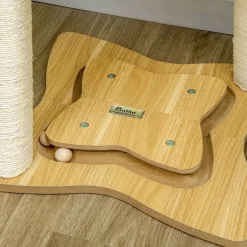 Árbol rascador Abispa PawHut con bolas + hamaca beige 90x53,5x53,5 cm