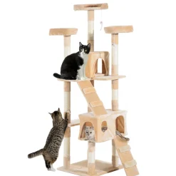 Árbol rascador Mieles PawHut para gatos grandes beige 173x49x49 cm