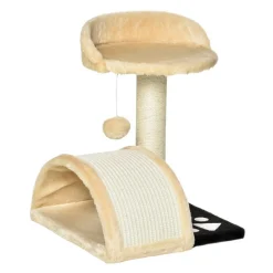 Árbol rascador para gatos PawHut 2 niveles beige 46x35,5x37 cm