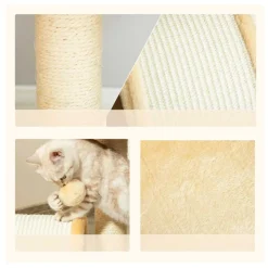 Árbol rascador para gatos PawHut 2 niveles beige 46x35,5x37 cm