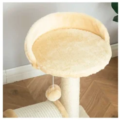 Árbol rascador para gatos PawHut 2 niveles beige 46x35,5x37 cm