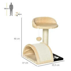 Árbol rascador para gatos PawHut 2 niveles beige 46x35,5x37 cm