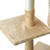 Árbol rascador para gatos PawHut con plataformas y caseta beige/blanco 114x40x40 cm
