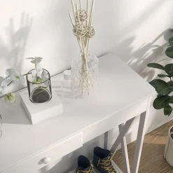 Recibidor Azufre Homcom 1 cajón + estante blanco 81x100x30 cm