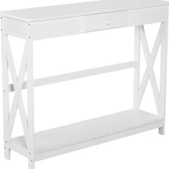 Recibidor Azufre Homcom 1 cajón + estante blanco 81x100x30 cm