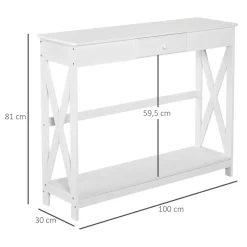 Recibidor Azufre Homcom 1 cajón + estante blanco 81x100x30 cm