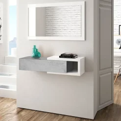 Recibidor con espejo Walnut blanco artik/cemento