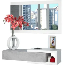 Recibidor con espejo Walnut blanco artik/cemento