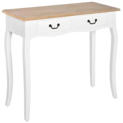 Recibidor October Homcom 2 cajones madera de pino blanco 78,5x87x34 cm