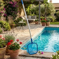 Recoge hojas de piscina gris/azul 180 cm