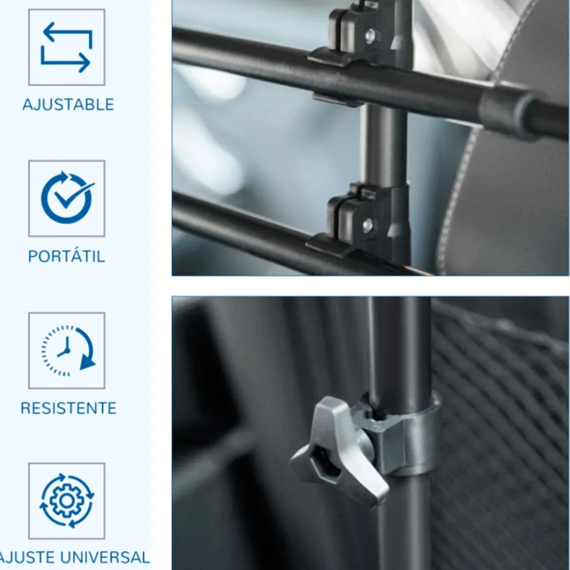 Reja de protección PawHut para coche universal ajustable negro 85/120x87/135 cm