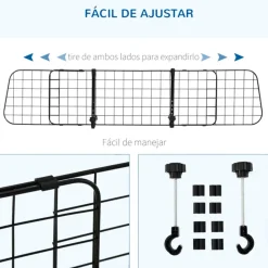 Rejilla de seguridad de coche PawHut para mascotas extensible negro 91/152x30 cm