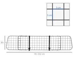 Rejilla de seguridad de coche PawHut para mascotas extensible negro 91/152x30 cm