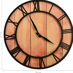 Reloj de pared tipo industrial negro/natural Ø39 cm
