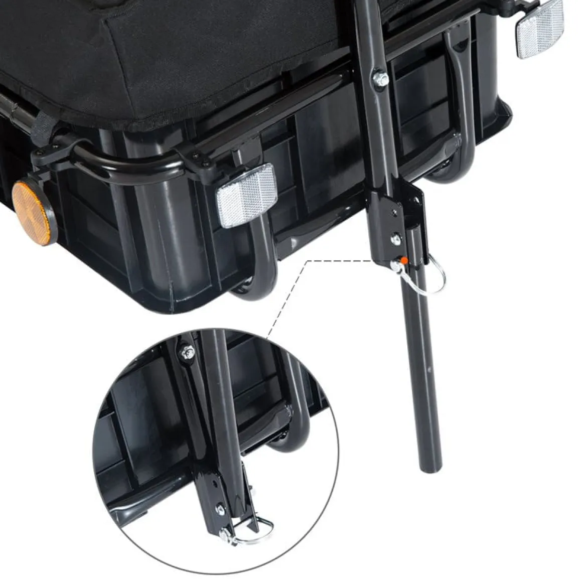 Remolque de bicicleta Homcom con reflectantes+asa negro