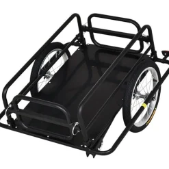 Remolque de bicicleta PawHut carga máx. 50kg con reflectores acero negro 49x139x71,5 cm