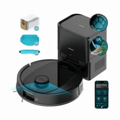 Robot aspirador Cecotec Conga Y80 base de autovaciado con IA WiFi negro