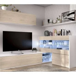 Salón de TV Uma con vitrina y LED brillo/natural 03K5623286