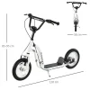 Scooter infantil Homcom altura regulable blanco 85-95x58x120 cm