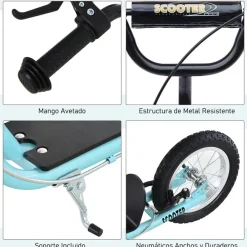 Scooter infantil Homcom manillar regulable azul 88-94x58x135 cm