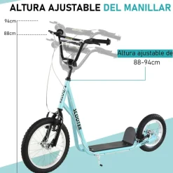 Scooter infantil Homcom manillar regulable azul 88-94x58x135 cm