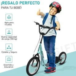 Scooter infantil Homcom manillar regulable azul 88-94x58x135 cm
