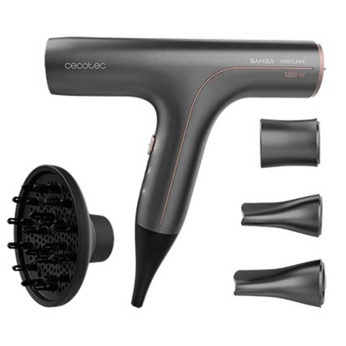 Secador de cabello Cecotec Bamba IoniCare 6000 RockStar Soft Pro 1200W motor digital con accesorios
