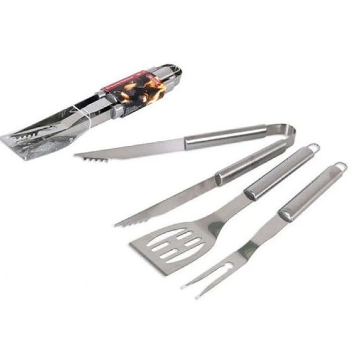 Set 3 accesorios barbacoa Silver Algon plateado