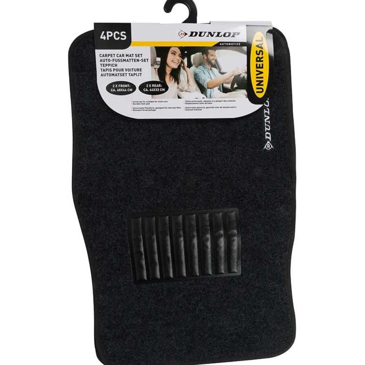 Set 4 alfombrillas de coche Dunlop negro