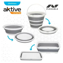 Set 3 cubos plegables Aktive gris/blanco