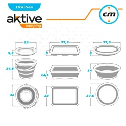 Set 3 cubos plegables Aktive gris/blanco
