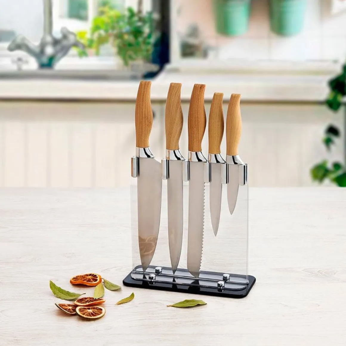 Set 5 cuchillos Baobab 5 piezas con expositor acero inoxidable