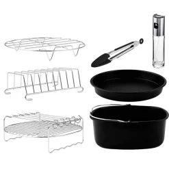 Set de 8 accesorios para freidora de Aire Cecotec Cecofry Pack Accessories libres de BPA negro/inox
