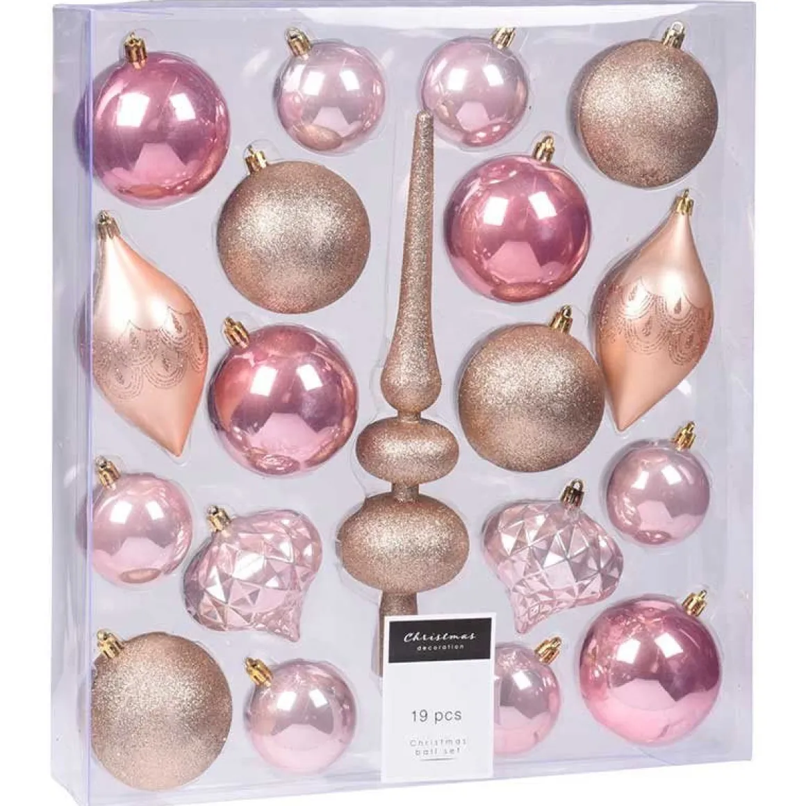 Set de 19 adornos navideños Home Sweet Home tonos rosa