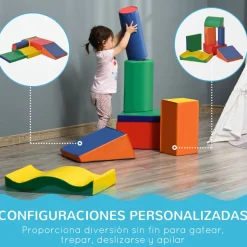 Set de 7 bloques de construcción Homcom psicomotricidad 1-3 años multicolor