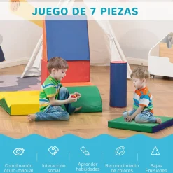 Set de 7 bloques de construcción Homcom psicomotricidad 1-3 años multicolor