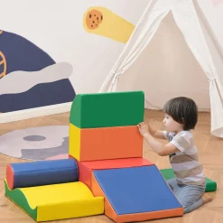 Set de 7 bloques de construcción Homcom psicomotricidad 1-3 años multicolor