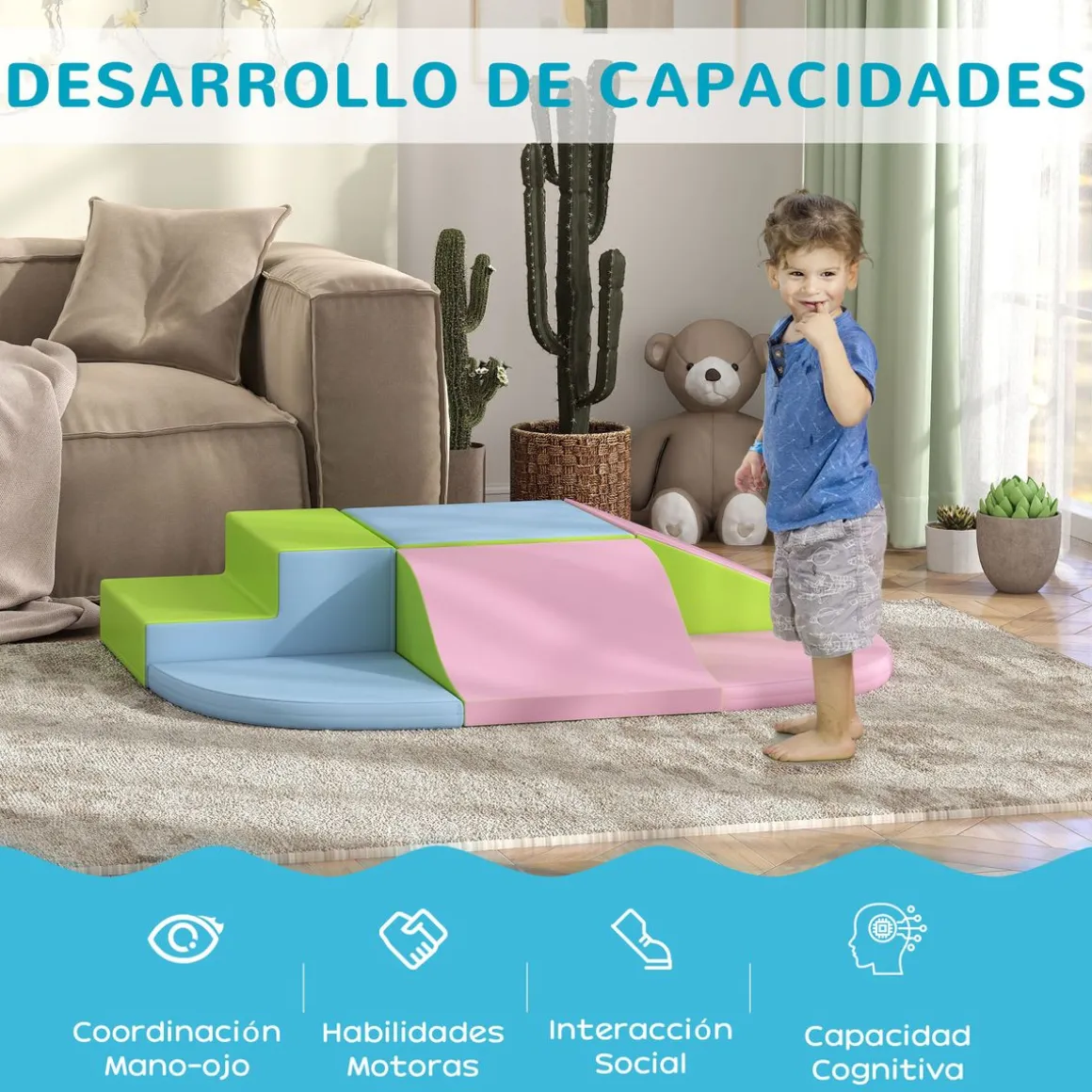 Set de 6 bloques de construcción Homcom psicomotricidad +1 año