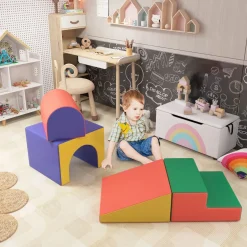 Set de 4 bloques de construcción Homcom 1-3A 39x150x50 cm